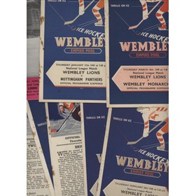 WEMBLEY LIONS 1946-55 ICE HOCKEY PROGRAMMES (X 9)
