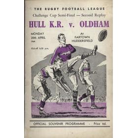 HULL KINGSTON ROVERS V OLDHAM 1964 (CHALLENGE CUP SEMI-FINAL) RUGBY LEAGUE PROGRAMME