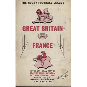 GREAT BRITAIN V FRANCE 1965 RUGBY LEAGUE PROGRAMME