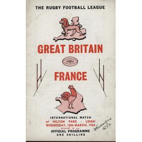 GREAT BRITAIN V FRANCE 1964 RUGBY LEAGUE PROGRAMME