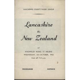 LANCASHIRE V NEW ZEALAND 1965 RUGBY LEAGUE PROGRAMME