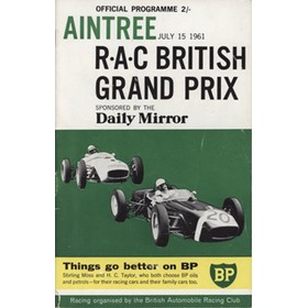 BRITISH GRAND PRIX 1961 (AINTREE) MOTOR RACING PROGRAMME