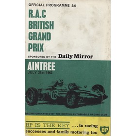 BRITISH GRAND PRIX 1962 (AINTREE) MOTOR RACING PROGRAMME