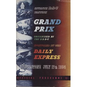 BRITISH GRAND PRIX 1954 MOTOR RACING PROGRAMME