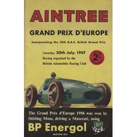 BRITISH GRAND PRIX 1957 MOTOR RACING PROGRAMME