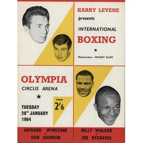 BILLY WALKER V JOE BYGRAVES 1964 BOXING PROGRAMME