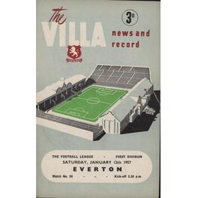 ASTON VILLA V EVERTON 1956-57 FOOTBALL PROGRAMME