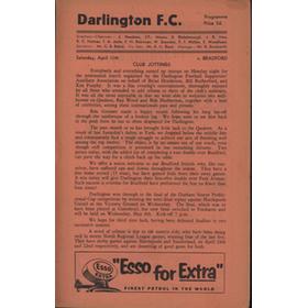 DARLINGTON V BRADFORD PARK AVENUE 1958-59 FOOTBALL PROGRAMME