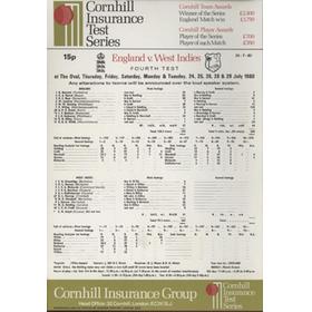 ENGLAND V WEST INDIES 1980 (OVAL) CRICKET SCORECARD