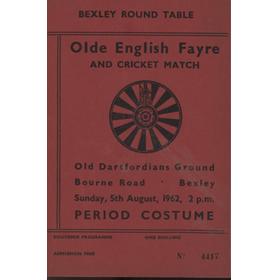 BEXLEY ROUND TABLE OLDE ENGLISH FAYRE AND CRICKET MATCH 1962