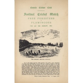 FREE FORESTERS V FLAMINGOES 1951 CRICKET SCORECARD - ENVILLE CRICKET CLUB