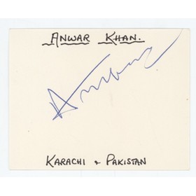 ANWAR KHAN (PAKISTAN) CRICKET AUTOGRAPH