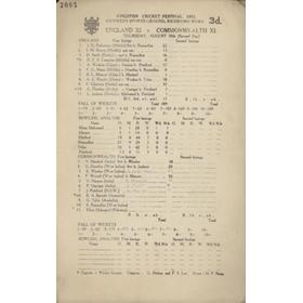 ENGLAND XI V COMMONWEALTH XI 1951 CRICKET SCORECARD