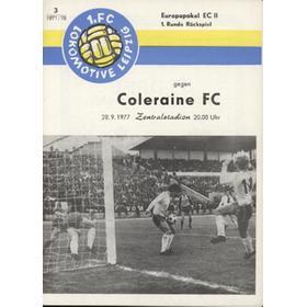 LOKOMOTIVE LEIPZIG V  COLERAINE 1977-78 (ECWC) FOOTBALL PROGRAMME