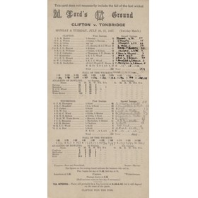 CLIFTON V TONBRIDGE 1937 CRICKET SCORECARD