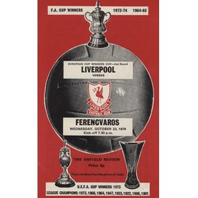 LIVERPOOL V FERENCVAROS 1974-75 FOOTBALL PROGRAMME