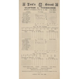 CLIFTON V TONBRIDGE 1947 CRICKET SCORECARD