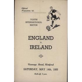 ENGLAND V IRELAND (YOUTH INTERNATIONAL) 1954-55 FOOTBALL PROGRAMME - VICARAGE ROAD