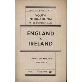 ENGLAND V IRELAND (YOUTH INTERNATIONAL) 1948-49 FOOTBALL PROGRAMME - BOOTHFERRY PARK