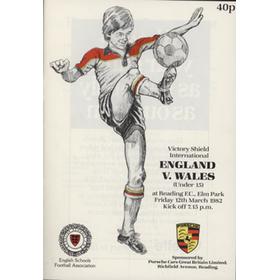 ENGLAND V WALES (U15 INTERNATIONAL) 1981-82 FOOTBALL PROGRAMME