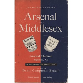 ARSENAL FC V MIDDLESEX CCC: 1949 CRICKET PROGRAMME (DENIS COMPTON BENEFIT)