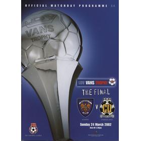 BLACKPOOL V CAMBRIDGE UNITED 2001-02 (LDV VANS TROPHY FINAL) FOOTBALL PROGRAMME