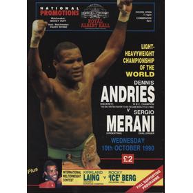 DENNIS ANDRIES V SERGIO MERANI (WORLD LIGHT HEAVYWEIGHT CHAMPIONSHIP) 1990 BOXING PROGRAMME