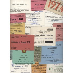 A COLLECTION OF COUNTY CRICKET PRESS PASSES, TICKETS, MEMBERSHIP CARDS ETC. 