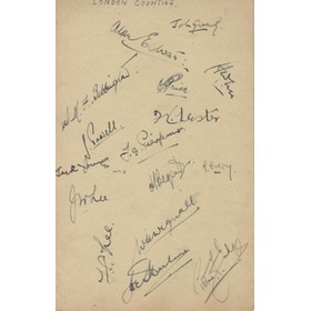 LONDON COUNTIES 1943 SIGNED CRICKET ALBUM PAGE