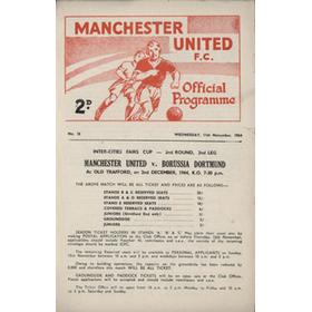 MANCHESTER UNITED YOUTH V ENGLAND YOUTH 1964-65  FOOTBALL PROGRAMME