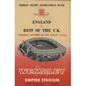 ENGLAND (YOUTH) V REST OF THE UK (YOUTH) 1963-64 FOOTBALL PROGRAMME