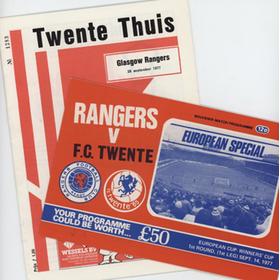 RANGERS V FC TWENTE 1977-78 (EUROPEAN CUP WINNERS CUP, BOTH LEGS) FOOTBALL PROGRAMME