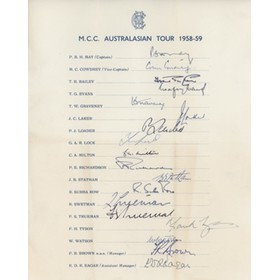 ENGLAND 1958-59 (TOUR TO AUSTRALIA) CRICKET AUTOGRAPHS