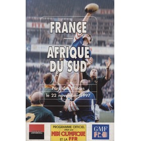 FRANCE V SOUTH AFRICA 1997 RUGBY UNION PROGRAMME