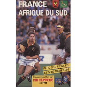 FRANCE V SOUTH AFRICA 1992 RUGBY UNION PROGRAMME