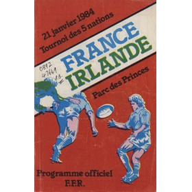 FRANCE V IRELAND 1984 RUGBY PROGRAMME