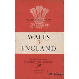 WALES V ENGLAND 1957 RUGBY PROGRAMME (ENGLAND GRAND SLAM SEASON)