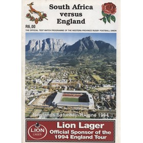 SOUTH AFRICA V ENGLAND 1994 (SECOND TEST) RUGBY PROGRAMME