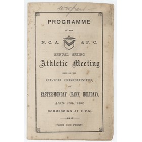 NEWPORT RUGBY CLUB 1882 ATHLETICS PROGRAMME - FEATURING MEMBERS OF THE VERY FIRST WELSH RUGBY TEAM