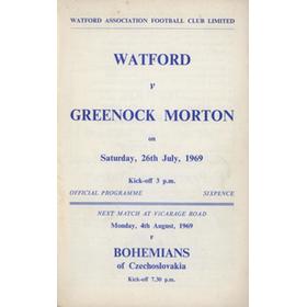 WATFORD V GREENOCK MORTON (FRIENDLY MATCH) 1969-70 FOOTBALL PROGRAMME