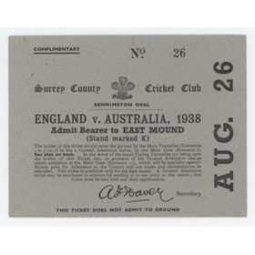 ENGLAND V AUSTRALIA 1938 (OVAL) CRICKET TICKET