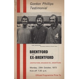 BRENTFORD V EX BRENTFORD (GORDON PHILLIPS TESTIMONIAL) 1973-74 FOOTBALL PROGRAMME