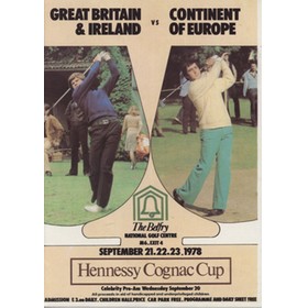 GB & IRELAND V EUROPE 1978 (HENNESSY COGNAC CUP) GOLF PROGRAMME