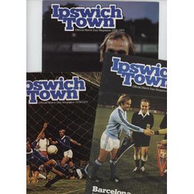 IPSWICH TOWN 1978-79 (EUROPEAN CUP WINNERS CUP) FOOTBALL PROGRAMMES X 3