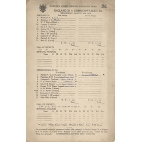 ENGLAND XI V COMMONWEALTH XI 1950 CRICKET SCORECARD