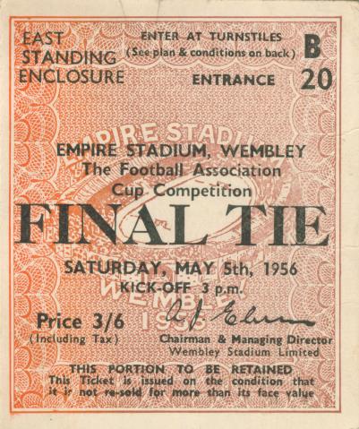 BIRMINGHAM CITY V MANCHESTER CITY 1956 (F.A. CUP FINAL) TICKET