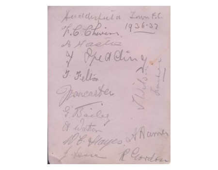 HUDDERSFIELD TOWN 1936-37 SIGNED ALBUM PAGE