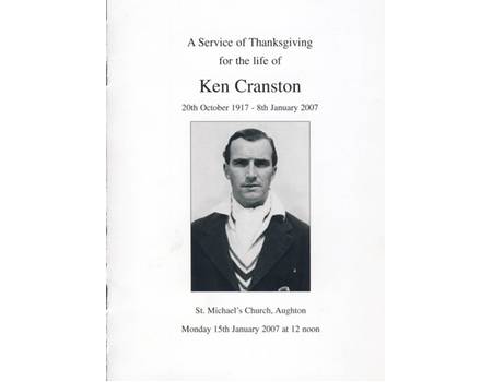 SERVICE OF THANKSGIVING FOR THE LIFE OF KEN CRANSTON (1917-2007)