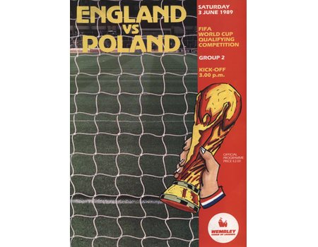 ENGLAND V POLAND 1989 (WORLD CUP QUALIFIER) FOOTBALL PROGRAMME