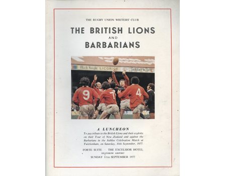 THE BRITISH LIONS AND BARBARIANS LUNCHEON 1977